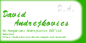 david andrejkovics business card